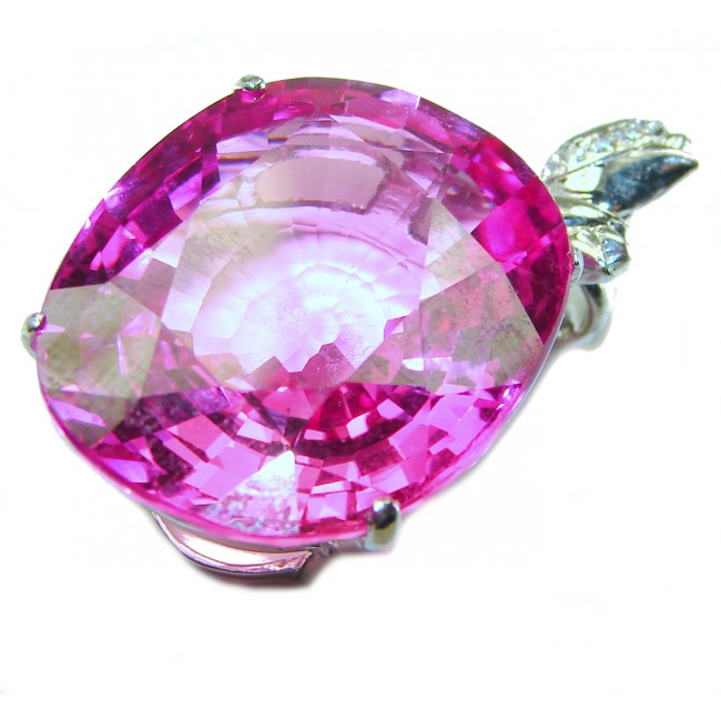 Oval cut cut 36.4 carat Pink Sapphire .925 Sterling Silver handcrafted pendant