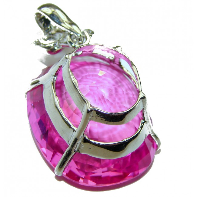 Oval cut cut 36.4 carat Pink Sapphire .925 Sterling Silver handcrafted pendant