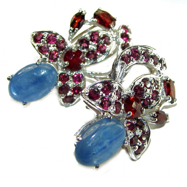 Floral design Best quality African Kyanite .925 Sterling Silver handcrafted earrings