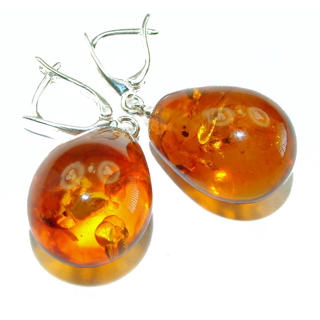 Golden Honey Drops authentic Baltic Amber .925 Sterling Silver earrings