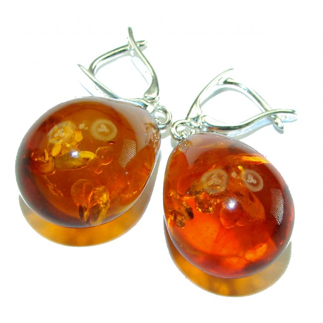 Golden Honey Drops authentic Baltic Amber .925 Sterling Silver earrings