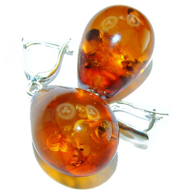 Golden Honey Drops authentic Baltic Amber .925 Sterling Silver earrings