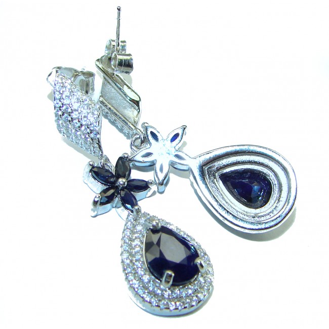 Classy Beauty authentic Sapphire .925 Sterling Silver Statement earrings