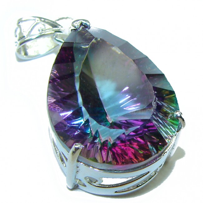 10.5 carat Pear cut Mystic Topaz .925 Sterling Silver handcrafted Pendant