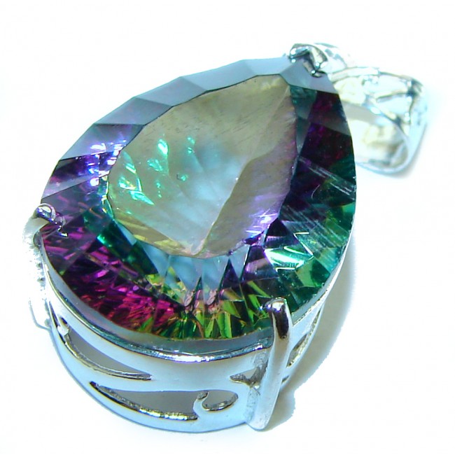 10.5 carat Pear cut Mystic Topaz .925 Sterling Silver handcrafted Pendant