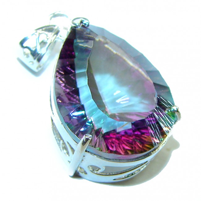 10.5 carat Pear cut Mystic Topaz .925 Sterling Silver handcrafted Pendant