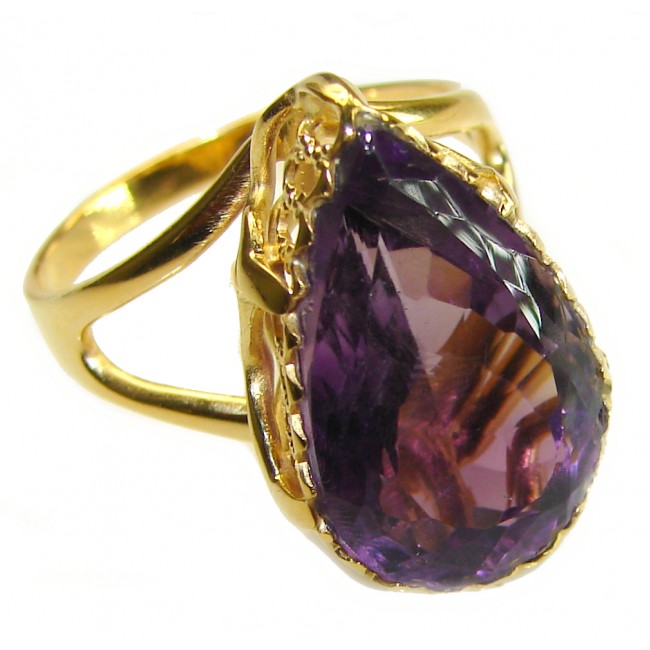 Classy 8.8 carat Amethyst 14K Rose Gold over .925 Sterling Silver Handcrafted Ring size 9