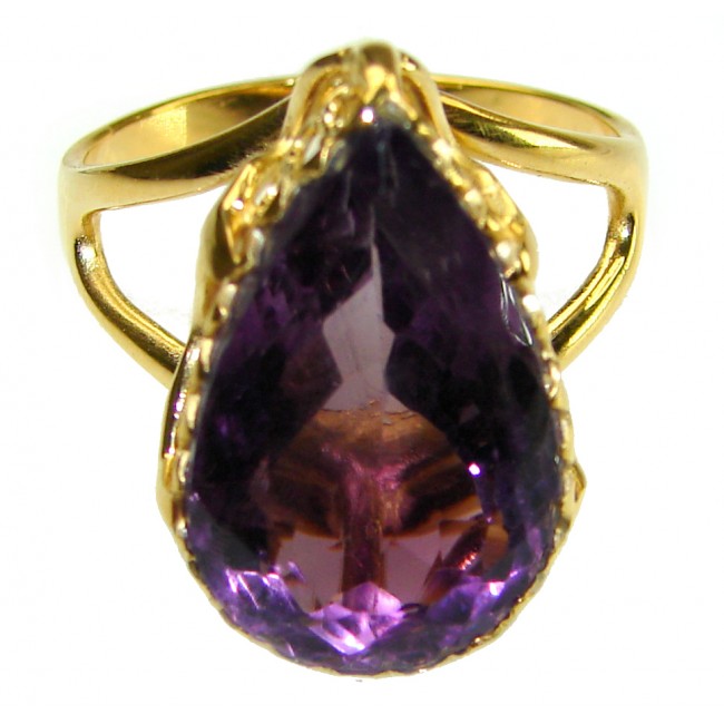 Classy 8.8 carat Amethyst 14K Rose Gold over .925 Sterling Silver Handcrafted Ring size 9