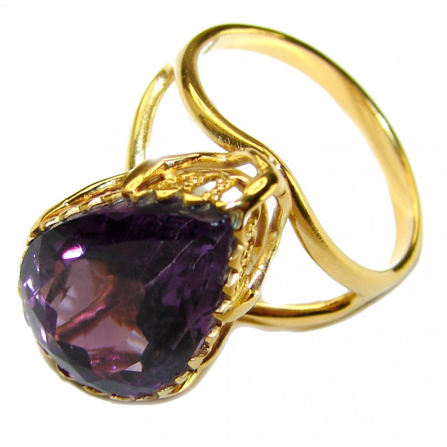 Classy 8.8 carat Amethyst 14K Rose Gold over .925 Sterling Silver Handcrafted Ring size 9