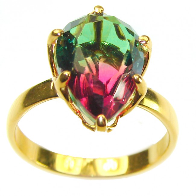 11.8 carat Brazilian Tourmaline 14K Gold over .925 Sterling Silver Perfectly handcrafted Ring s. 8 1/2