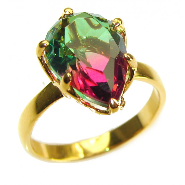 11.8 carat Brazilian Tourmaline 14K Gold over .925 Sterling Silver Perfectly handcrafted Ring s. 8 1/2