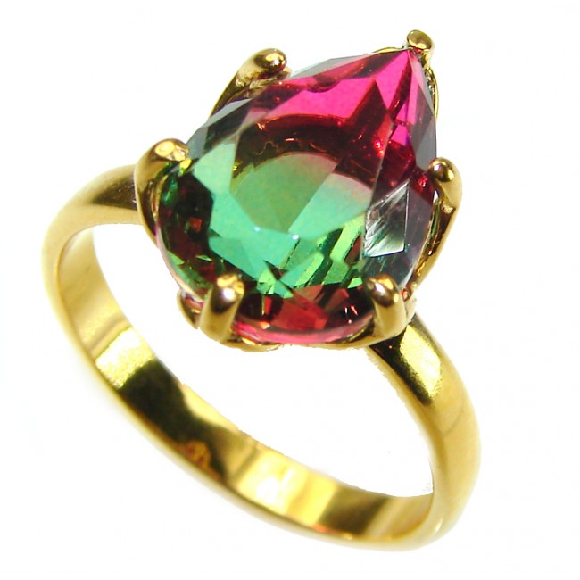 11.8 carat Brazilian Tourmaline 14K Gold over .925 Sterling Silver Perfectly handcrafted Ring s. 8 1/2