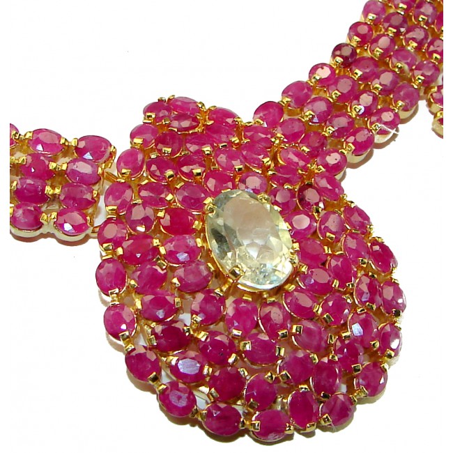 Isabella - Beauty of Nature natural 255.5 carat Ruby 18K Gold over .925 Sterling Silver handmade Statement necklace