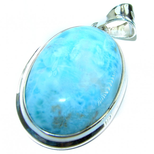 45.2 carat Natural Larimar .925 Sterling Silver handcrafted pendant