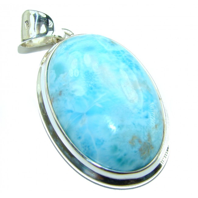 45.2 carat Natural Larimar .925 Sterling Silver handcrafted pendant