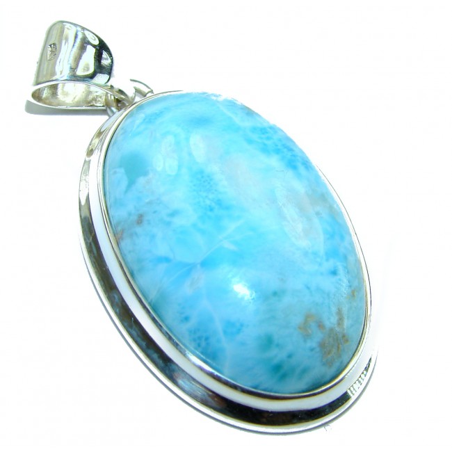 45.2 carat Natural Larimar .925 Sterling Silver handcrafted pendant