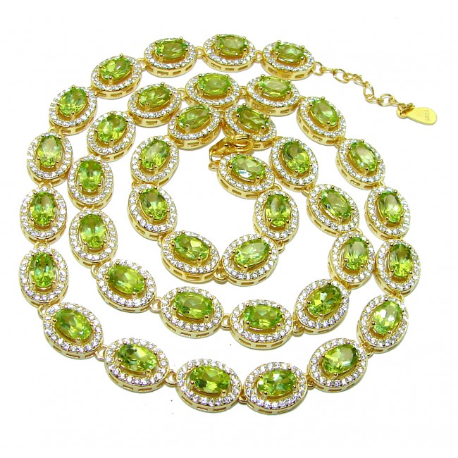 Diana authentic Peridot 14K Gold over .925 Sterling Silver handcrafted necklace