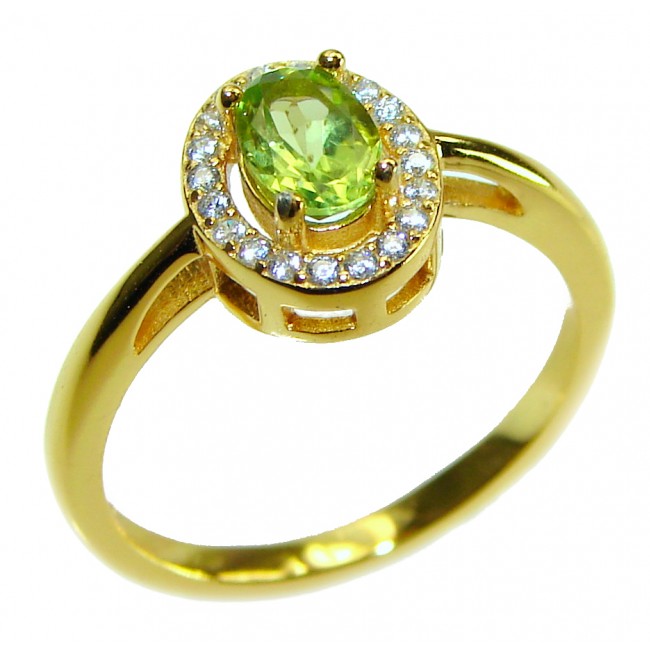 Diana authentic Peridot 14K Gold over .925 Sterling Silver handcrafted Ring s. 6