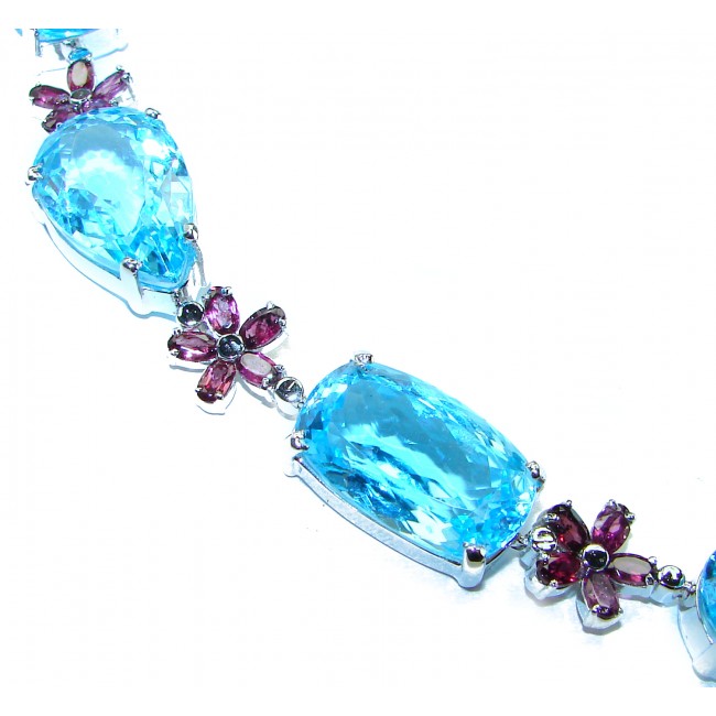 Luxurious 120.4 carat Swiss Blue Topaz .925 Sterling Silver handcrafted Bracelet