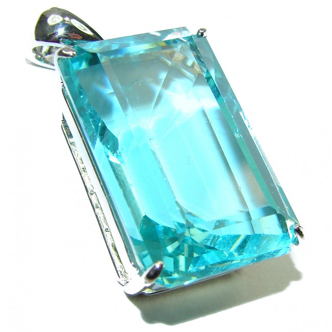 Baguette cut cut 66.4 carat Aquamarine .925 Sterling Silver handcrafted pendant