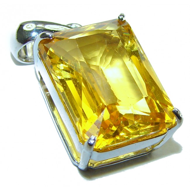 Luxurious 14.5 carat Citrine .925 Sterling Silver handmade Pendant