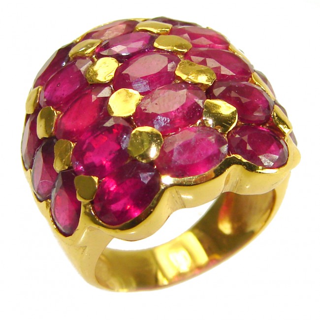 Bella Rosa 25 carat authentic Ruby 18K Gold over .925 Sterling Silver handcrafted Cocktail Ring s. 6