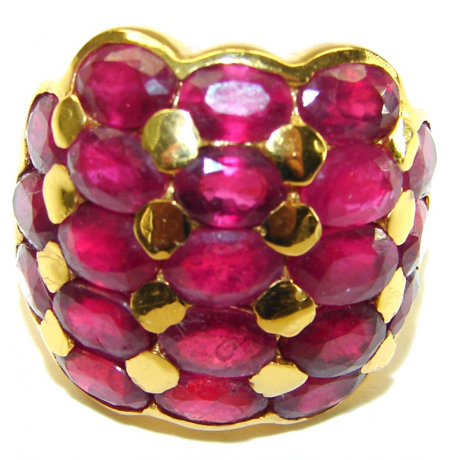 Bella Rosa 25 carat authentic Ruby 18K Gold over .925 Sterling Silver handcrafted Cocktail Ring s. 6