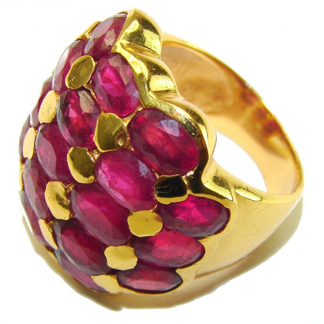 Bella Rosa 25 carat authentic Ruby 18K Gold over .925 Sterling Silver handcrafted Cocktail Ring s. 6