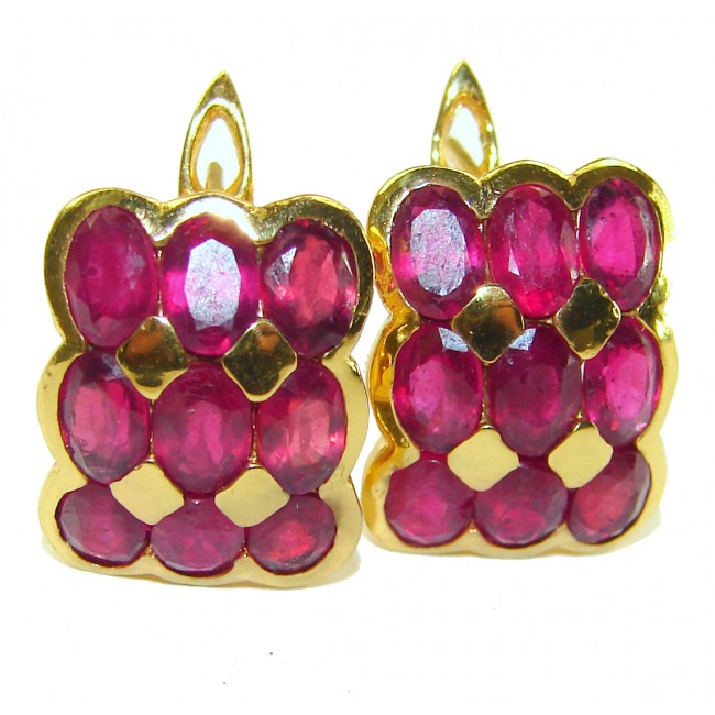 Bella Rosa 26.5 carat authentic Ruby 18K Gold over .925 Sterling Silver handcrafted earrings