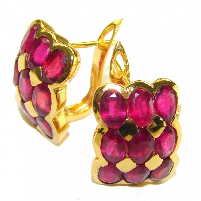 Bella Rosa 26.5 carat authentic Ruby 18K Gold over .925 Sterling Silver handcrafted earrings