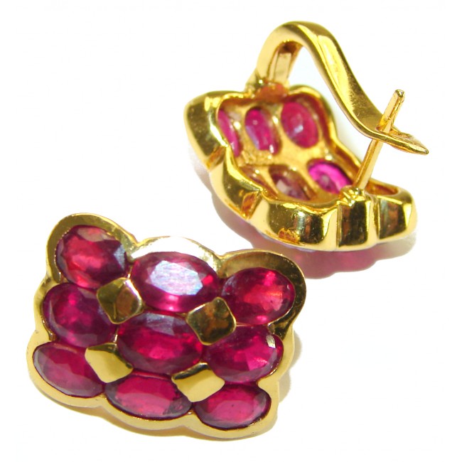 Bella Rosa 26.5 carat authentic Ruby 18K Gold over .925 Sterling Silver handcrafted earrings