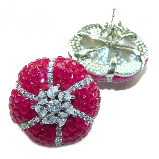 Born to Glam floral-inspired authentic Ruby .925 Sterling Silver handcrafted earrings