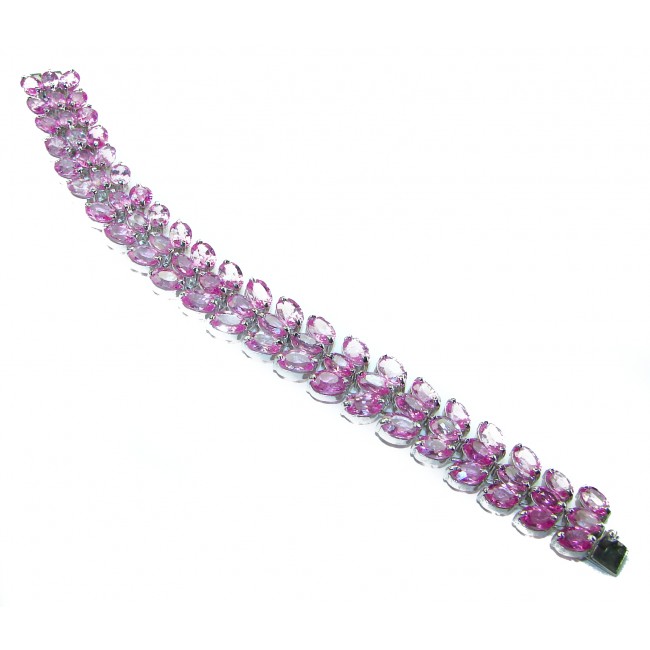 Luxurious 133.4 carat Pink Topaz .925 Sterling Silver handcrafted Bracelet