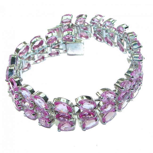 Luxurious 133.4 carat Pink Topaz .925 Sterling Silver handcrafted Bracelet