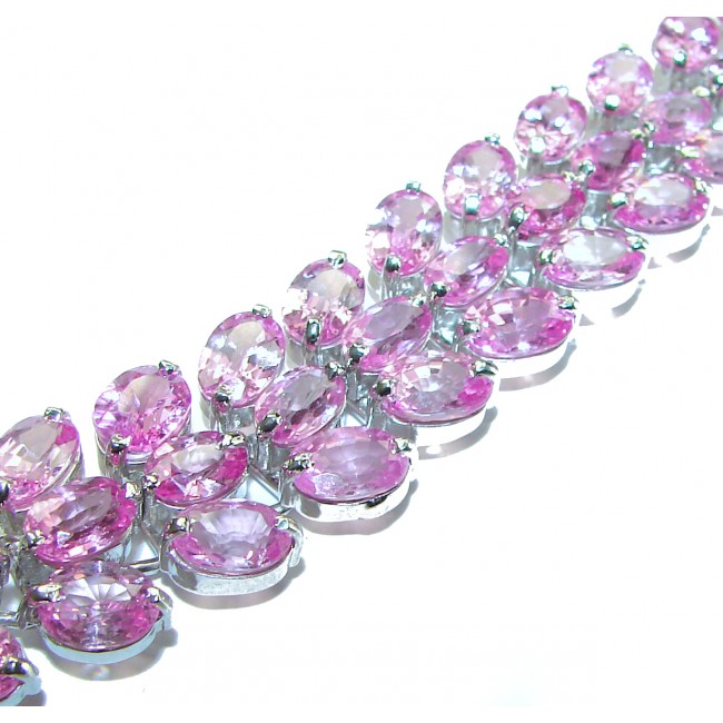 Luxurious 133.4 carat Pink Topaz .925 Sterling Silver handcrafted Bracelet