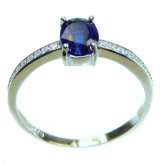 2.5 carat authentic Blue Sapphire .925 Sterling Silver handcrafted ring; s. 7 3/4