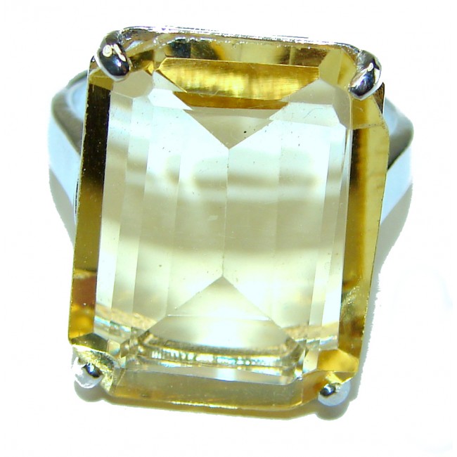 14.8 carat Genuine Lemon Quartz .925 Sterling Silver handcrafted ring size 8