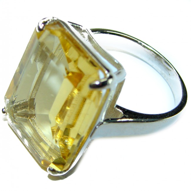 14.8 carat Genuine Lemon Quartz .925 Sterling Silver handcrafted ring size 8