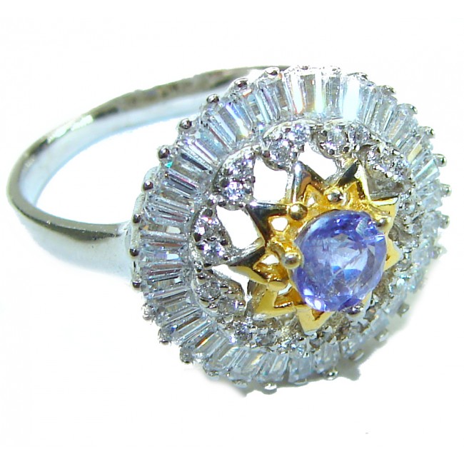 Incredible authentic Tanzanite 14K Gold .925 Sterling Silver handmade Ring size 9