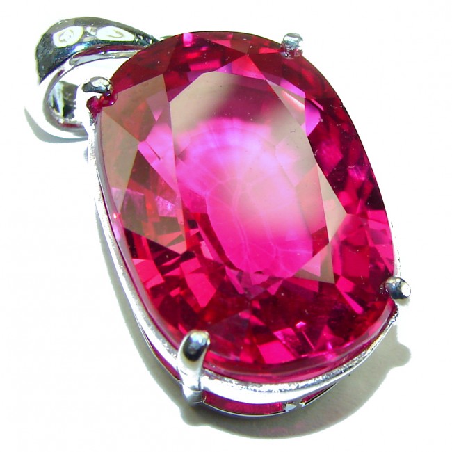 Best quality Genuine 28.5 carat Pink Raspberry Topaz .925 Sterling Silver handcrafted pendant