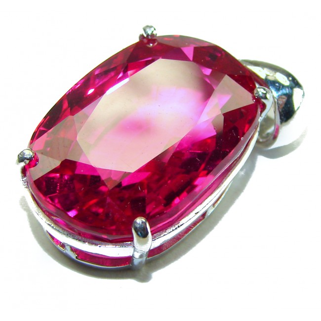 Best quality Genuine 28.5 carat Pink Raspberry Topaz .925 Sterling Silver handcrafted pendant