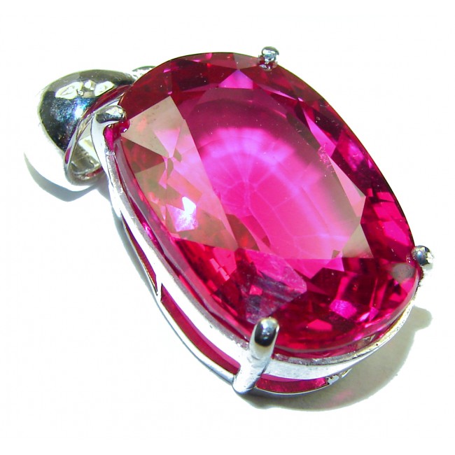 Best quality Genuine 28.5 carat Pink Raspberry Topaz .925 Sterling Silver handcrafted pendant