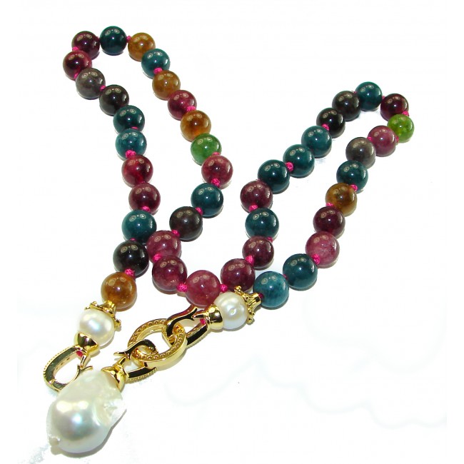 Outstanding Moss Agate Beads 14K Gold over .925 Sterling Silver handcrafted Statement necklace