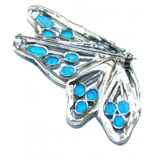 Spectacular Sassy Elf fairy Turquoise .925 Sterling Silver handmade Large Brooch