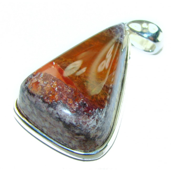 Natural 24.2 carat Mexican Fire Opal .925 Sterling Silver handmade Pendant