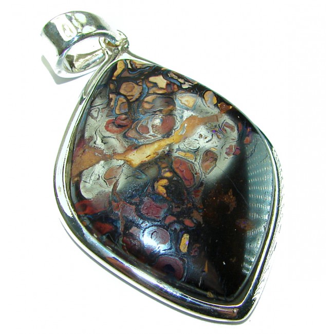 Simple Fossilized Boulder Koroid Opal .925 Sterling Silver pendant