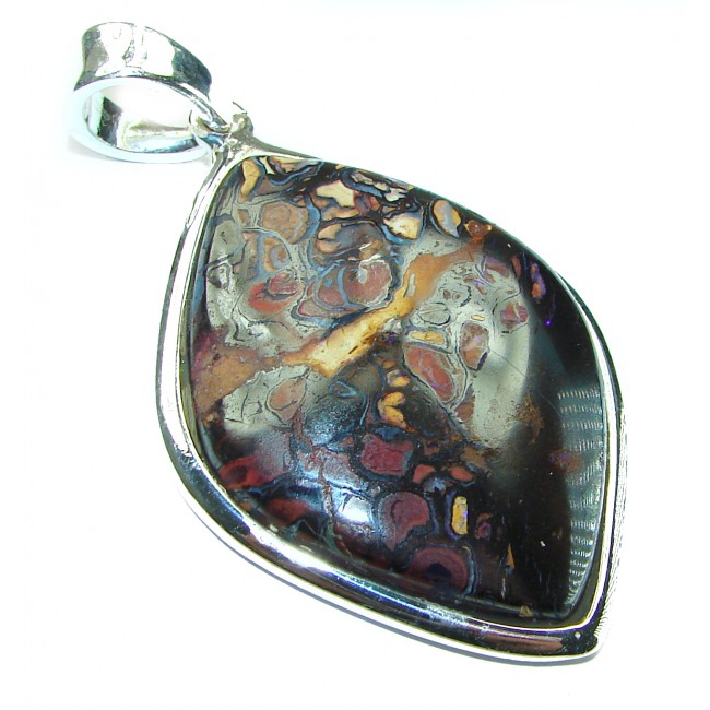 Simple Fossilized Boulder Koroid Opal .925 Sterling Silver pendant