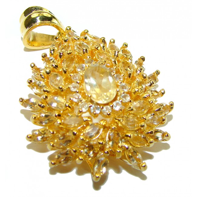 Monica 14.2 carat Citrine 14K Gold over .925 Sterling Silver handmade Statement pendant