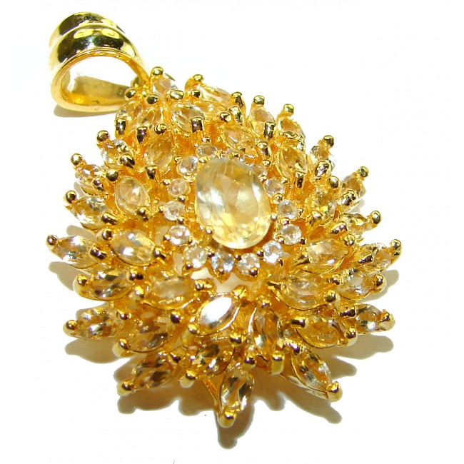 Monica 14.2 carat Citrine 14K Gold over .925 Sterling Silver handmade Statement pendant