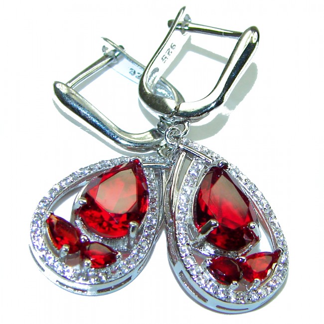 Timeless Treasure 12.5 carat Red Topaz .925 Sterling Silver handcrafted Earrings